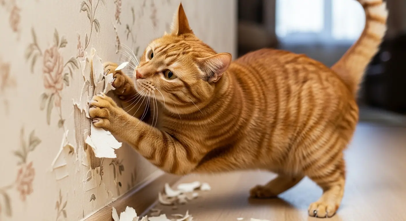 猫の爪とぎで傷ついた壁紙と保護シート