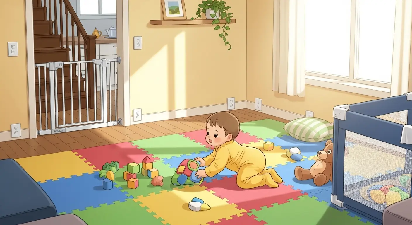 安全対策が施された赤ちゃん部屋のレイアウト
