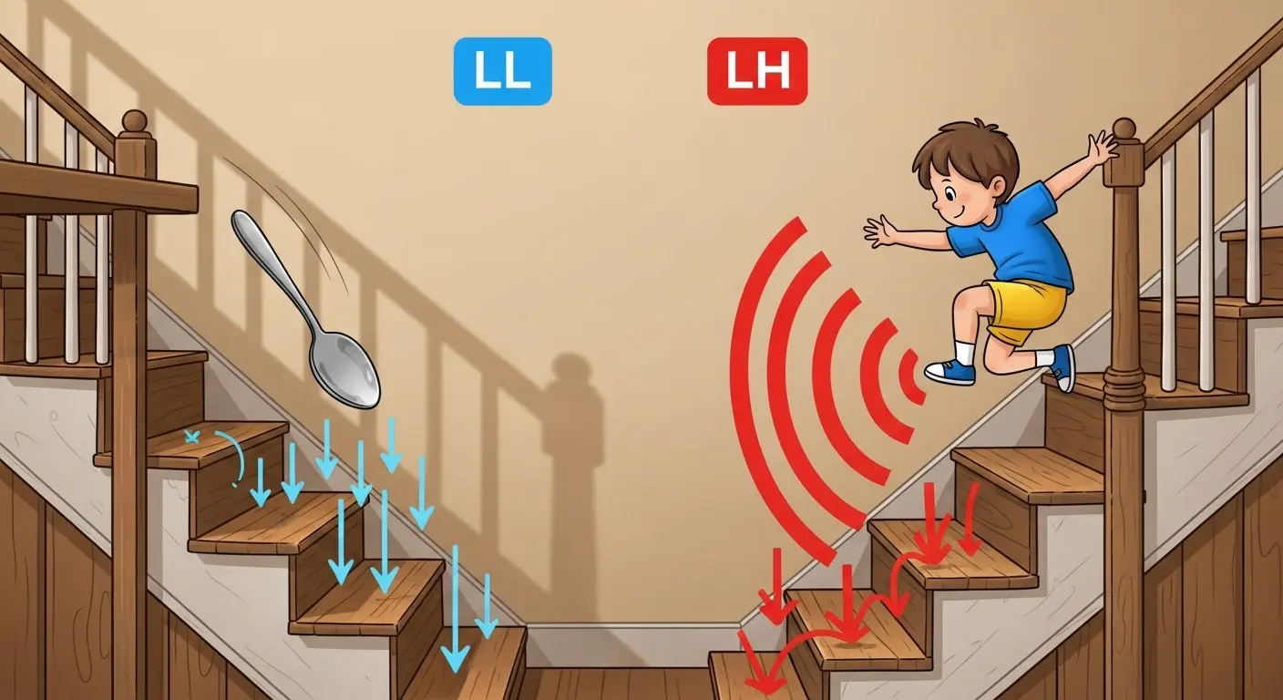 防音フローリングのLL等級とLH等級の解説図