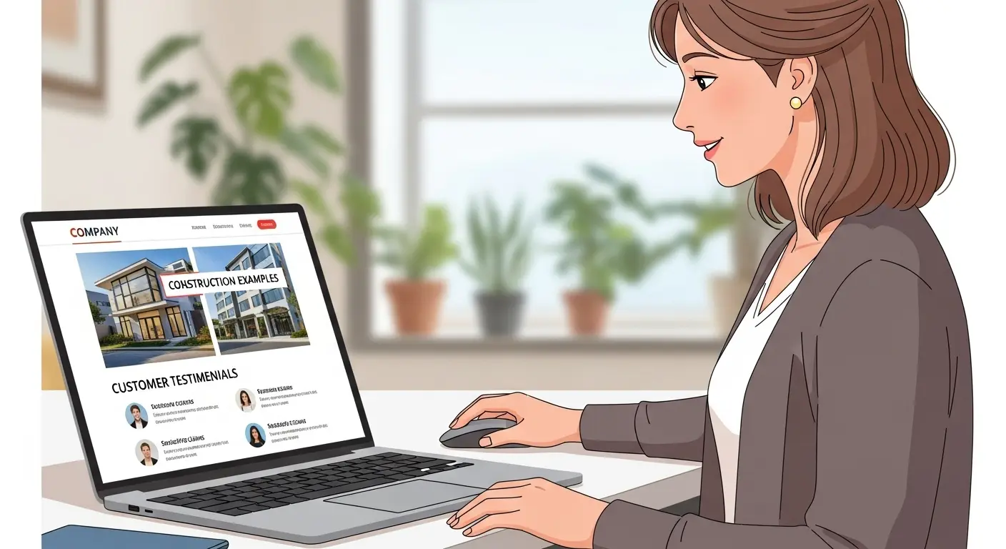 リフォーム業者を探す女性のイラスト