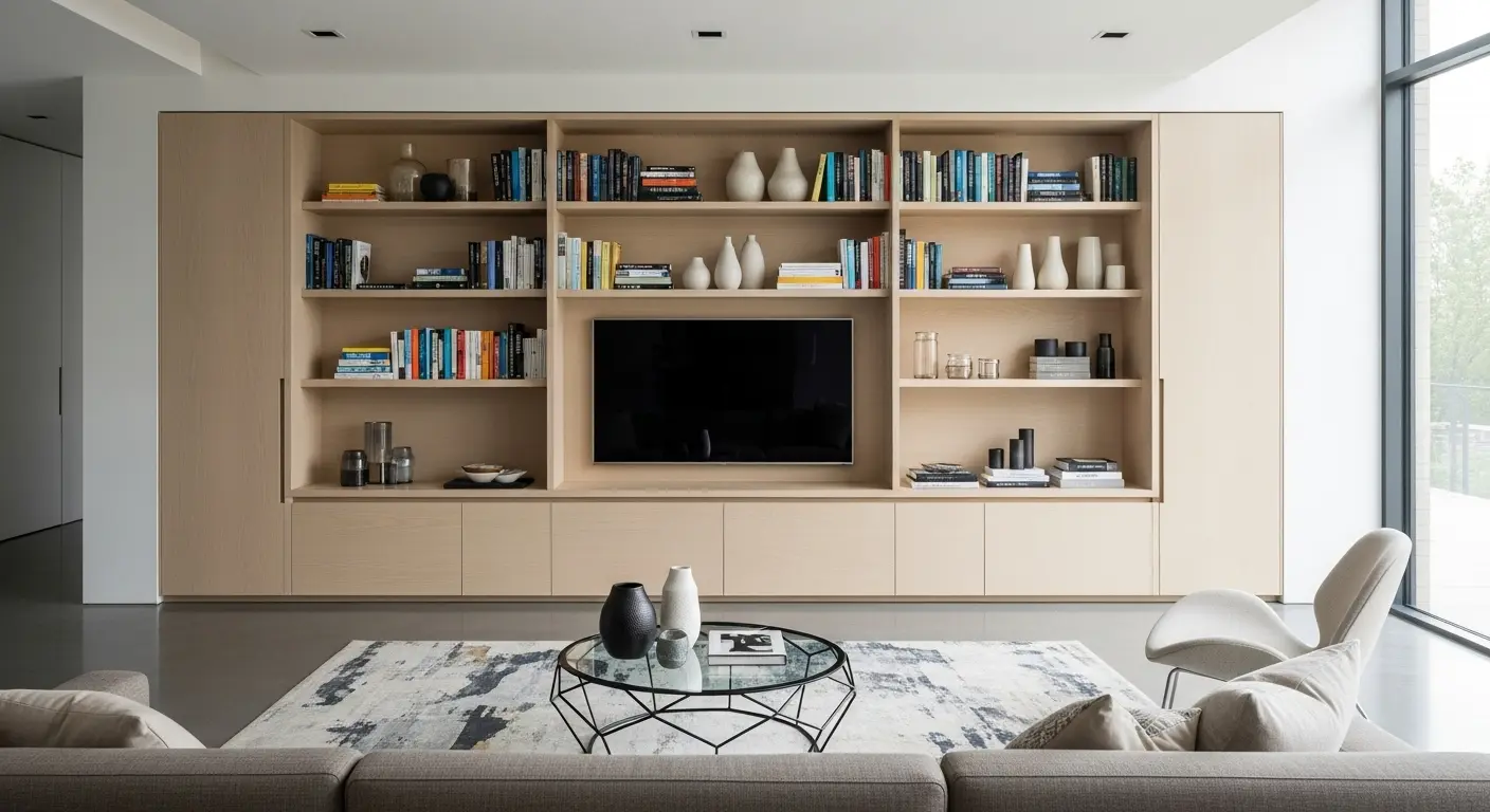 狭い家で後悔しないための、リビングの造作壁面収納