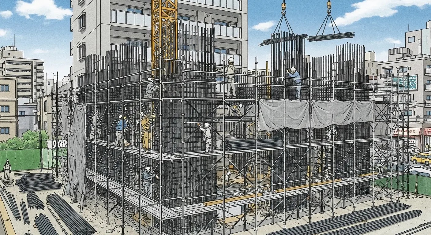 築40年マンションの耐震補強工事の工法（柱・梁の補強）