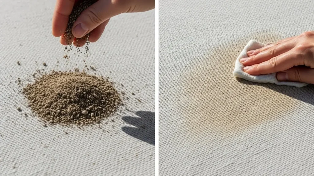 機能性壁紙の汚れ防止効果の実演