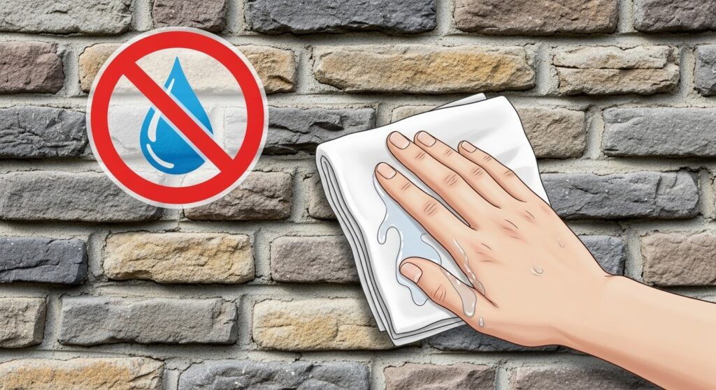 塗り壁掃除の注意点イラスト