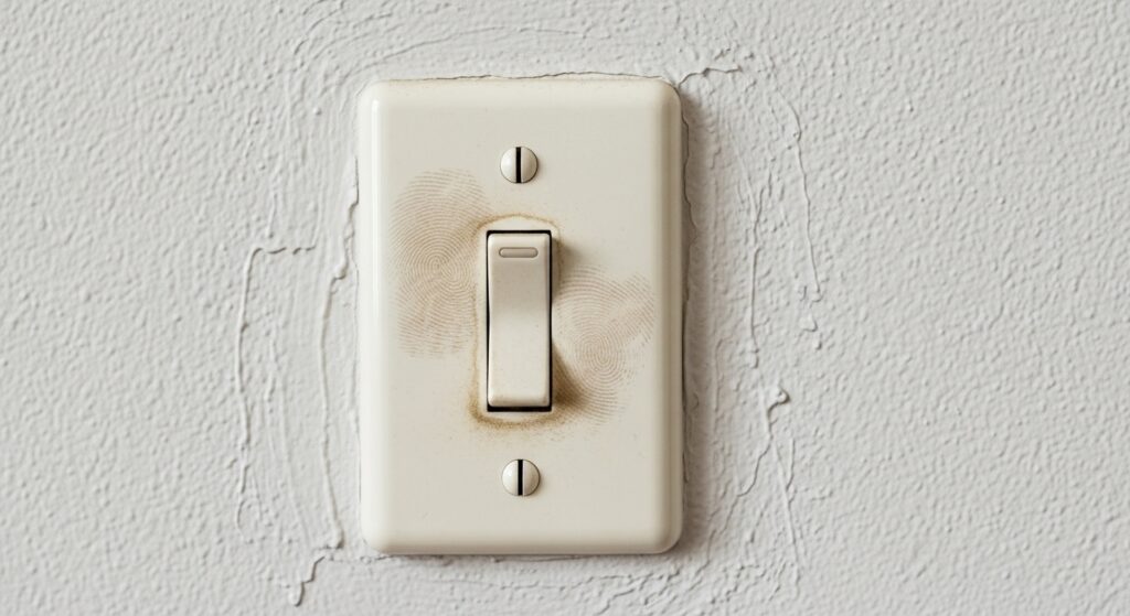 塗り壁に付いた手垢汚れ